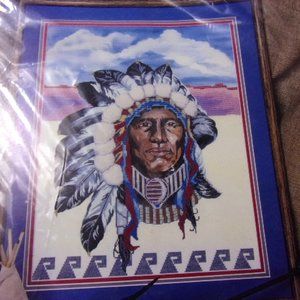 Indian Chief Cross Stitch Kit Candamar Needle Craft Vintage Something Special